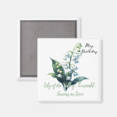 Mei Birthstone Emerald Lily van de Vallei Magneet (Voorkant / Achterkant)