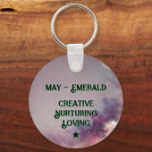 Mei Birthstone Sleutelhanger - Emerald Moth Design (Achterkant)