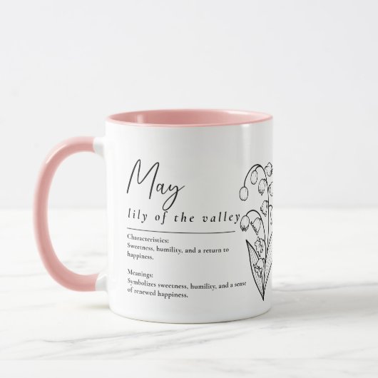 Mei Geboorte Maand Bloemenlelie van de Vallei Mini Mok (Links)