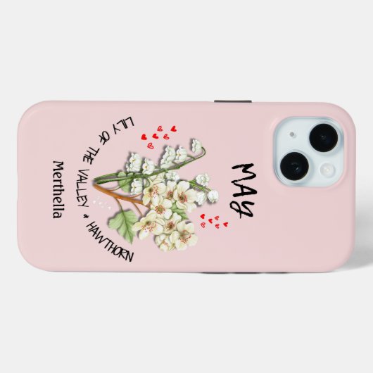 MEI Geboortemaand Bloem Aangepaste naam Case-Mate iPhone Case (Achterkant (horizontaal))