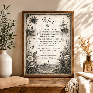 Mei Gedicht Nautilus Vintage Muurkunst Canvas Afdruk
