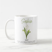 Mei Gepersonaliseerde Geboortebloem Koffiemok (Links)