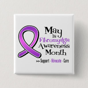 Mei is Fibromyalgia Awareness Maand Vierkante Button 5,1 Cm