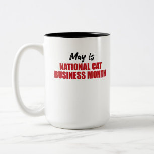 Mei is National Cat Business Month15 0z.Mok Tweekleurige Koffiemok