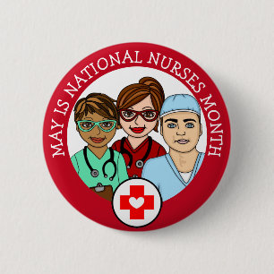 Mei is Nationale Verpleegmaand Ronde Button 5,7 Cm