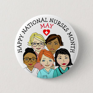 Mei is Nationale Verpleegmaand Ronde Button 5,7 Cm