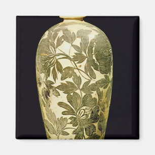 Mei P'ing vase met zwarte florale decoratie Magneet