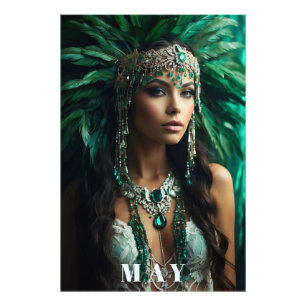 *~ MEI VERJAARDAG EMERALDS AP53 Boho Godin Foto Afdruk