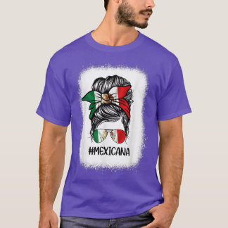Meican Flag Mam Bun LATIN Meico Hispanic Heritage T-shirt