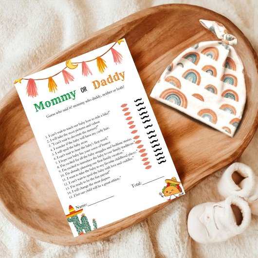 Meican Tacos bébé trait baby shower de jeu Carte