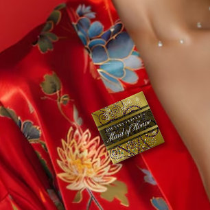 MEID OF HONOR Boho Spirals Goud Chique Bruiloft Vierkante Button 5,1 Cm