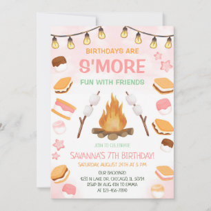 Meiden S'more Plezier Kampvuur Smores Verjaardagsf Kaart
