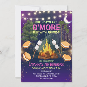 Meiden S'more Plezier Kampvuur Smores Verjaardagsf Kaart