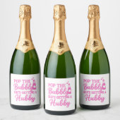 Meidenavak feest roze bubbels laten knallen sparkling wijnetiket (Flessen)