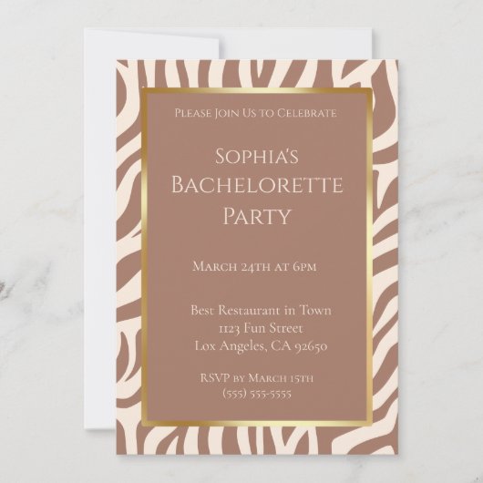 Meidenavakantie-feest-Zebraprint-Mousse Kaart (Voorkant)