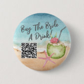 Meidenavakantie Koop Bruid Een Drankje Ronde Button 5,7 Cm (Voorkant)