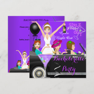Meidenavakantie Paarse pret limousine auto cocktai Kaart