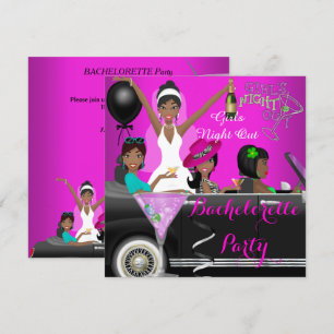 Meidenavakantie Roze Pret Limousine Auto Cocktails Kaart