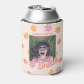 Meidenavakantie Roze Retro Madeliefje Kan Koeler (Blikje Achterkant)