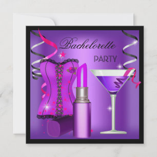 Meidenavakfeest Paarse Roze Lippenstift Corset Kaart