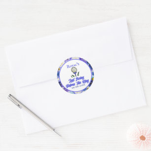 Meidenavond, Bruidsfeest Blauw en Wit Ronde Sticker