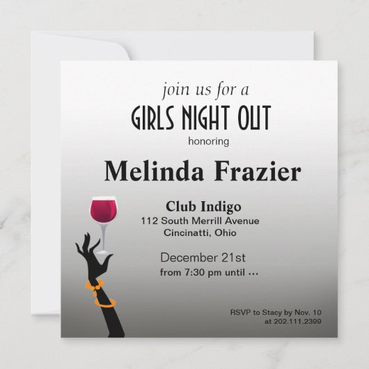 Meidenavond Cocktaillparty Kaart (Achterkant)