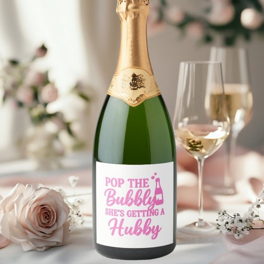 Meidenavoodje roze bubbels opentrekken sparkling wijnetiket