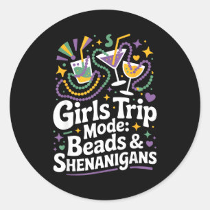 Meidenreis Kralen Shenanigans Mardi Gras Beste Vri Ronde Sticker
