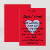 Meilleur ami carte de remerciements (Devant / Derrière)