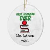 "Meilleur bibliothécaire jamais" Ornement de Noël (Gauche)