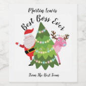 Meilleur Boss de noël étiquette de vin Personnalis (Étiquettes simples)