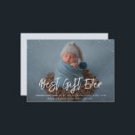 meilleur cadeau brosse script vacances faire-part<br><div class="desc">design brush script design carte bébé nouveau-né faire-part de naissance. L'image et le texte de cette carte peuvent être personnalisés.</div>