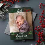 Meilleur cadeau Jamais Chalkboard photo Carte de N<br><div class="desc">Cet adorable carte photo de vacances met en vedette votre photo,  feuilles saints et texte de vacances sur l'arrière - plan de tableau noir. Le dos de la carte comporte des flocons de neige et des confettis rouges et blancs. Photographie © Storytree Studios,  Stanford,  CA</div>