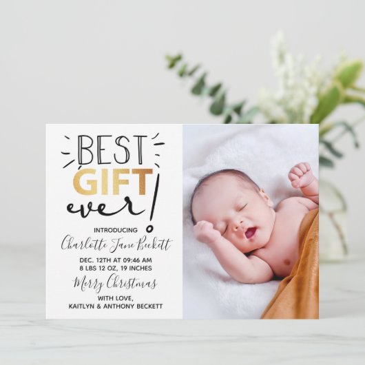 Meilleur Cadeau Jamais ! | Faire-part de naissance (Debout devant)