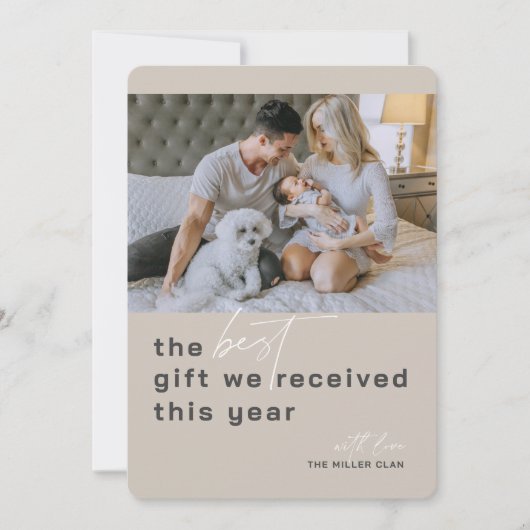 Meilleur Cadeau Photo Beige Holiday Faire-part de (Devant)