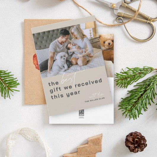 Meilleur Cadeau Photo Beige Holiday Faire-part de