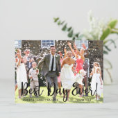 Meilleur Carte de remerciements Mariage moderne po (Debout devant)