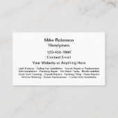 Meilleur Carte de visite Handyman simple (Dos)