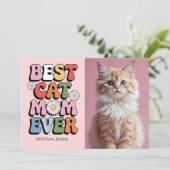 Meilleur Chat Maman Jamais Rétro Carte de Fête des (Debout devant)