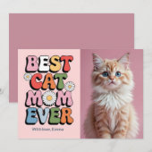 Meilleur Chat Maman Jamais Rétro Carte de Fête des (Devant / Derrière)
