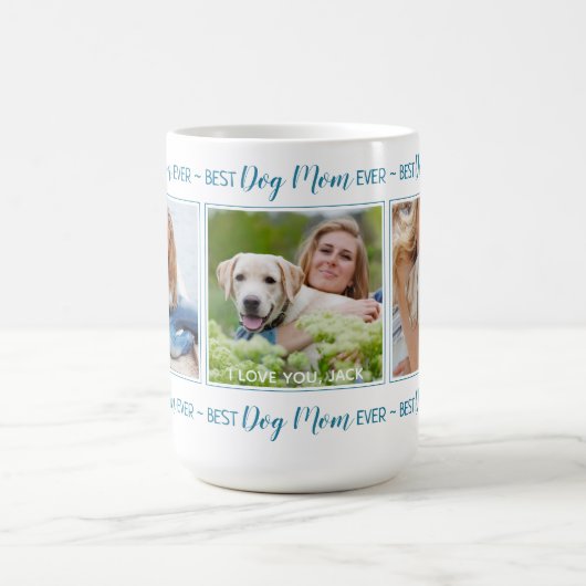 Meilleur Chien Maman Jamais Photo Collage Café Mug (Centre)