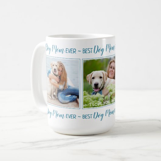 Meilleur Chien Maman Jamais Photo Collage Café Mug (Devant gauche)