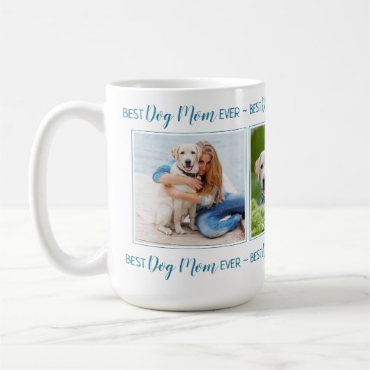 Meilleur Chien Maman Jamais Photo Collage Café Mug (Gauche)