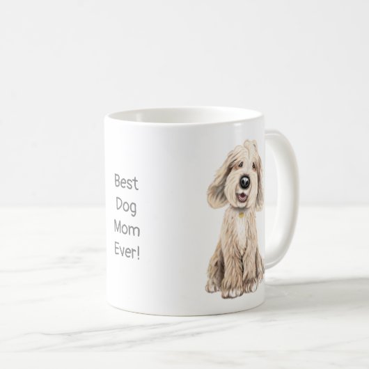 Meilleur Chien Maman, Labradoodle/Cockapoo Mug (Devant droit)