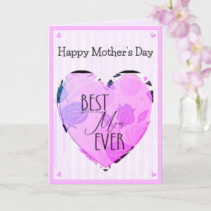 Meilleur Coeur et Carte de Fête des Mères Roses