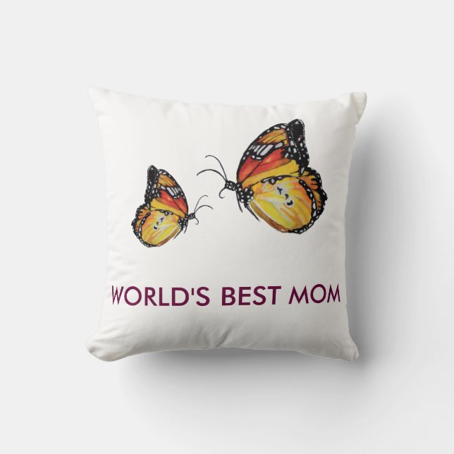 Meilleur Coussin de papillons maman du monde (Recto)
