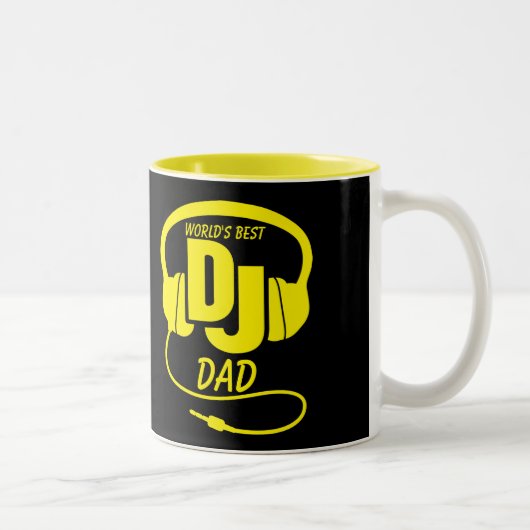 Meilleur DJ Papa, mug noir jaune noir (Droit)