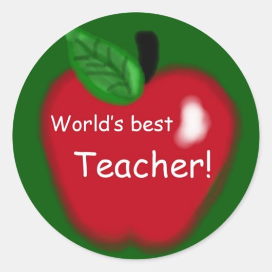Meilleur Enseignant au monde Apple sur Sticker Ron (Devant)