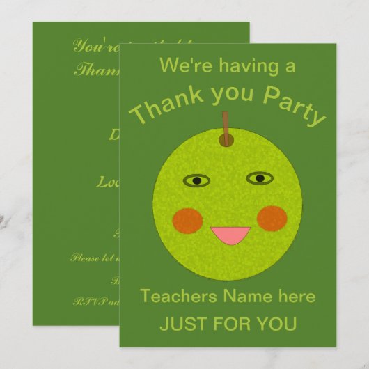 Meilleur enseignant Happy Apple Invitations person (Devant / Derrière)