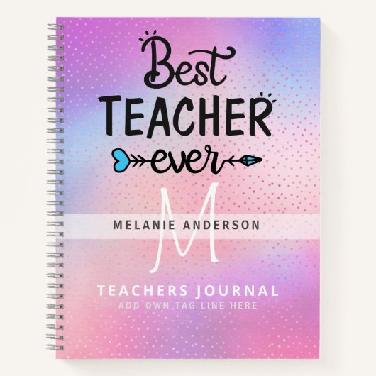 MEILLEUR ENSEIGNANT JAMAIS Monogram Journal Merci (Devant)